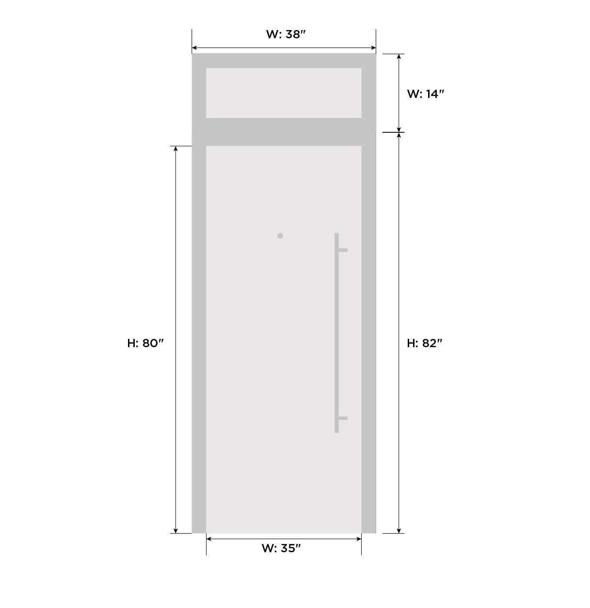 VDOMDOORS Front Exterior Prehung Metal-Plastic Door Frosted Glass | Manux 8113 Matte Black | Top Sidelite Transom | Residential Doors Entrance Patio Garage 36 x 94 (W36 x H80+14) Left-Inswing