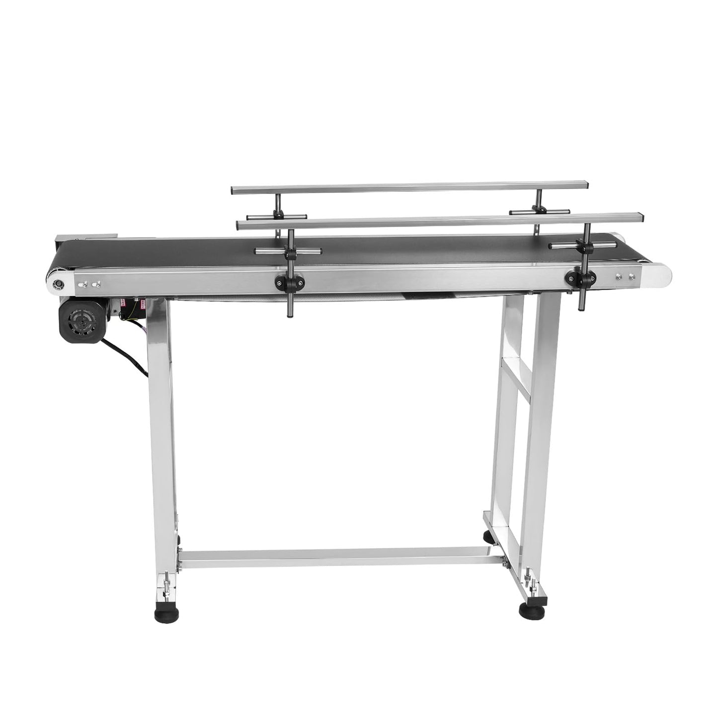 VEVOR PVC Belt Conveyor 47″x 7.8″, Electric PVC Conveyor 110V Adjustable Automatic Speed, Conveyor Machine with Double Guardrail, in Stainless Steel, Industrial Transport Equipment