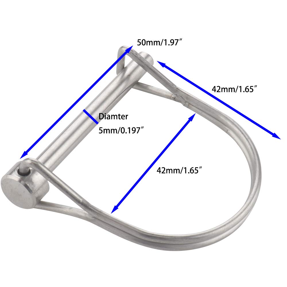 2 Pack Safety Coupler Pin 0.197" x 1.97"(5mm x 50mm), Full Marine Grade 316 Stainless Steel Heavy Duty Shaft Locking Pin