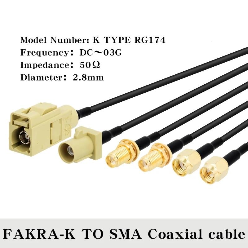 bodateng RG174 50Ohm Cable(0.98ft-0.3m) LIHUA Fakra K Male/Female Coaxial Cable for Car Satellite GSM Cellular for Car