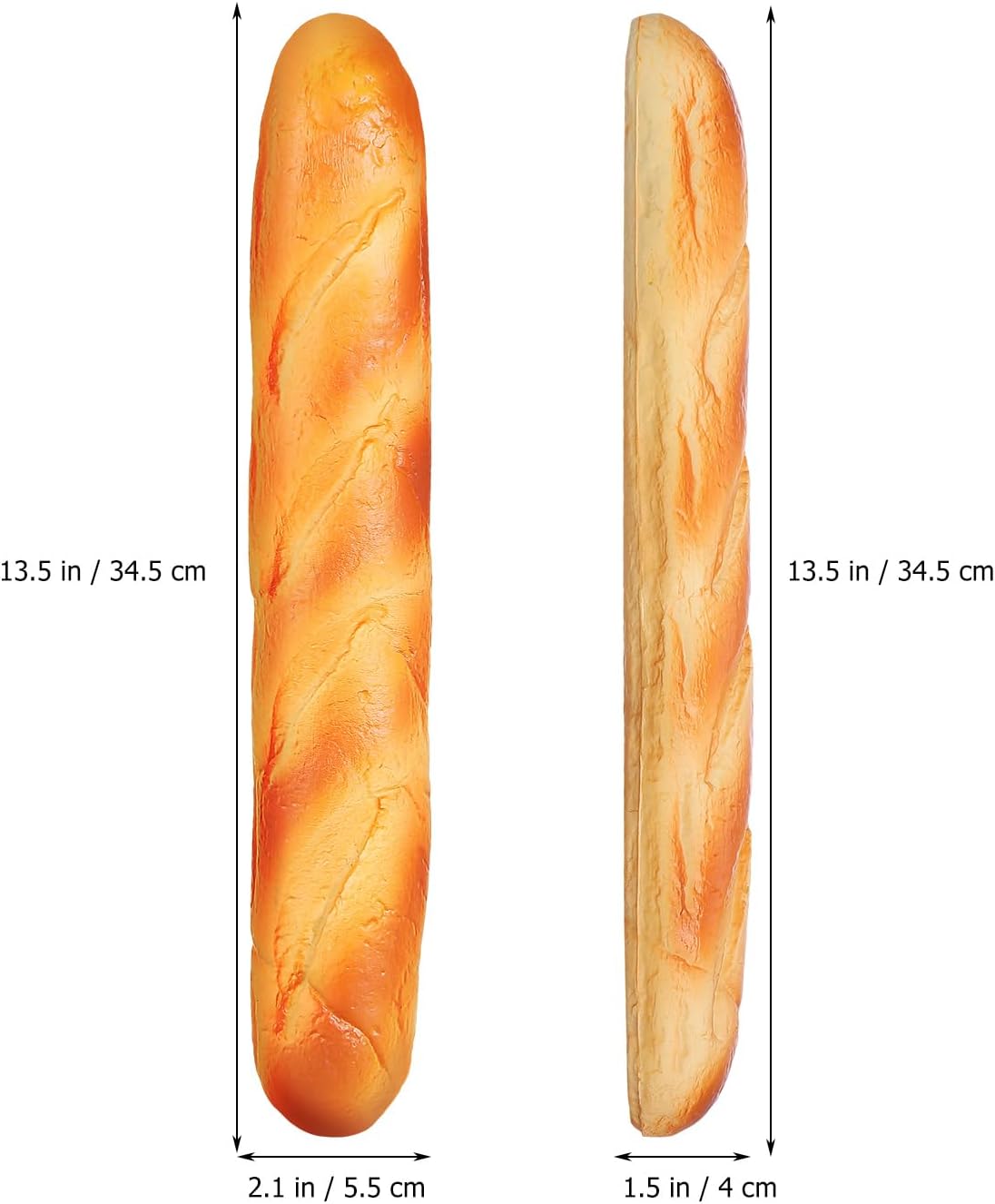 2-Pack 13.58In jojofuny Artificial French Baguette Realistic Pu Fake Bread Loaves for Kitchen Decoration Bakery Display