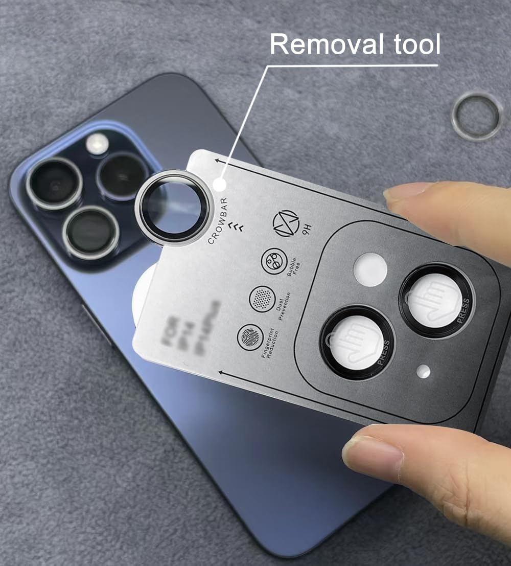 14 14 9H TENOC Camera Lens Protector for iPhone & iPhone Plus, Tempered Glass Camera Screen Cover, Black Metal