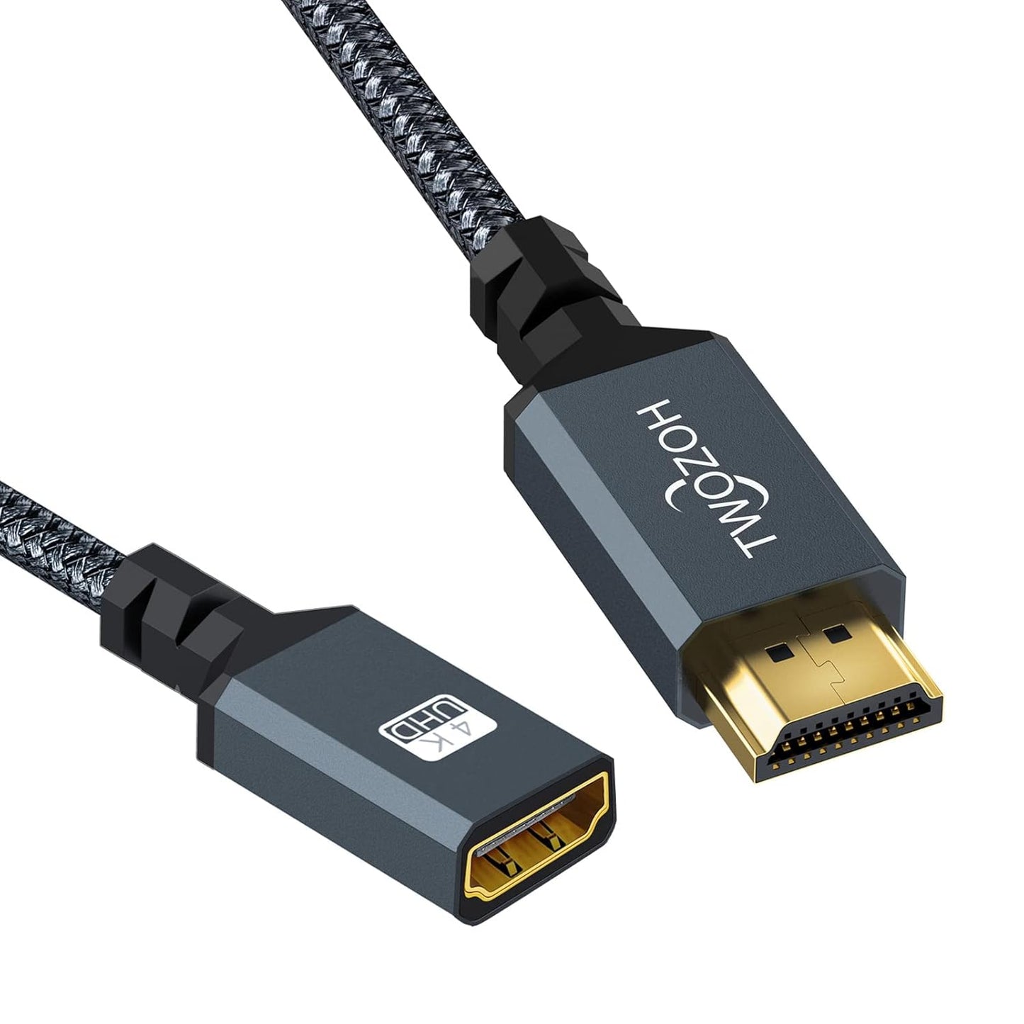 Twozoh 15FT 2 Pack, 4K 2.0 4K@60Hz 3D HDMI Extension Cable HDMI Extender Male to Female Cord, Nylon Braided HDMI Cable