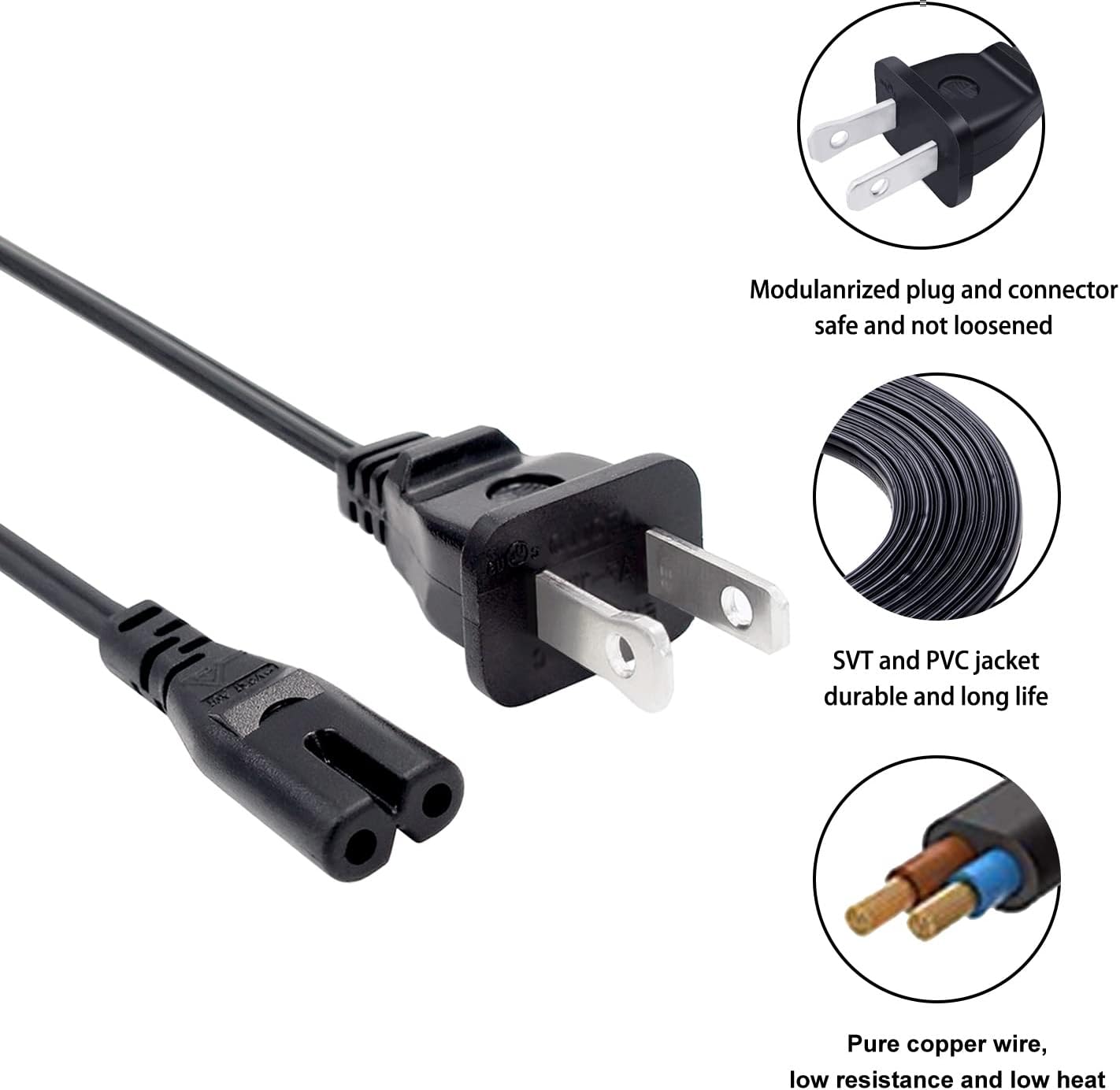 Saireed 8ft 2 PS-WM20 HW-K370 HW-Q90r C7 Prong Power Cord Replacement for Samsung Soundbar Subwoofer Sound Bar Surround