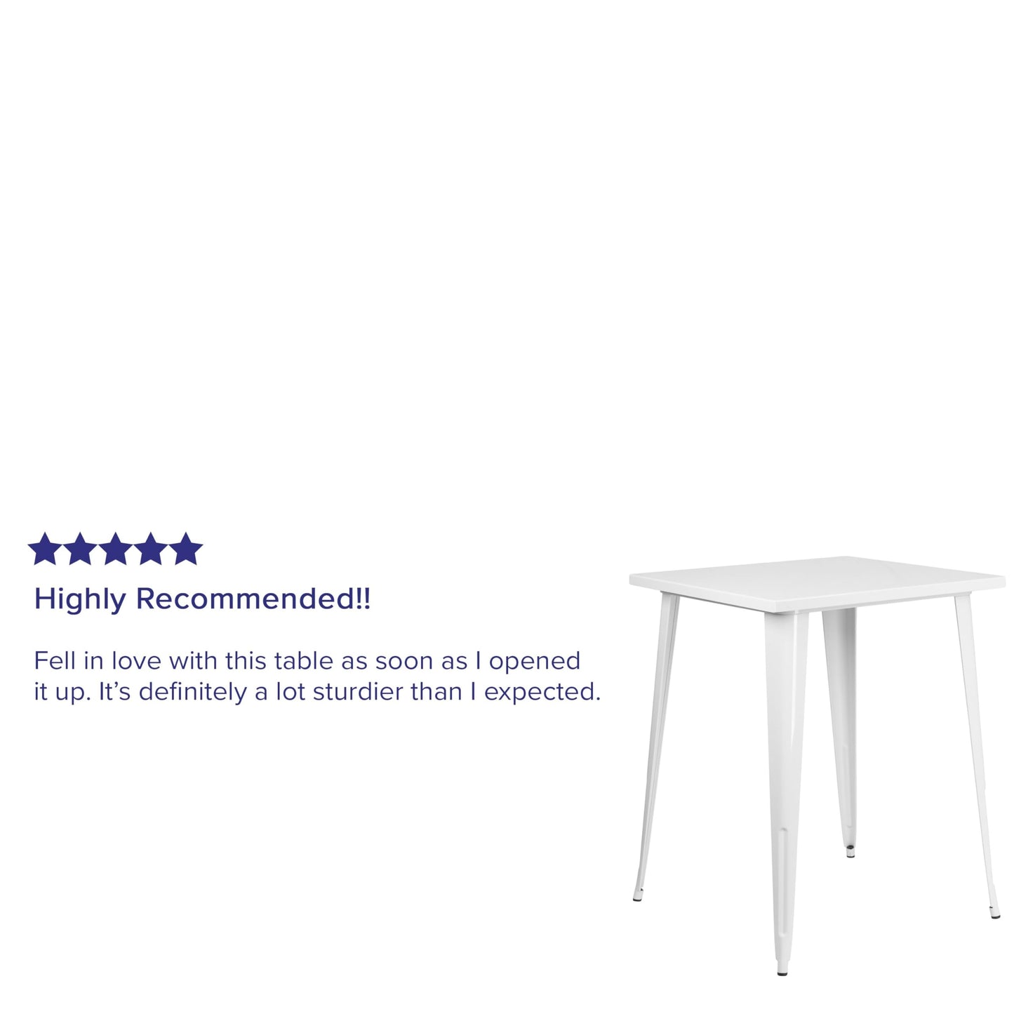 Flash Furniture Nolan Commercial Grade 31.5" Square White Metal Indoor-Outdoor Bar Height Table