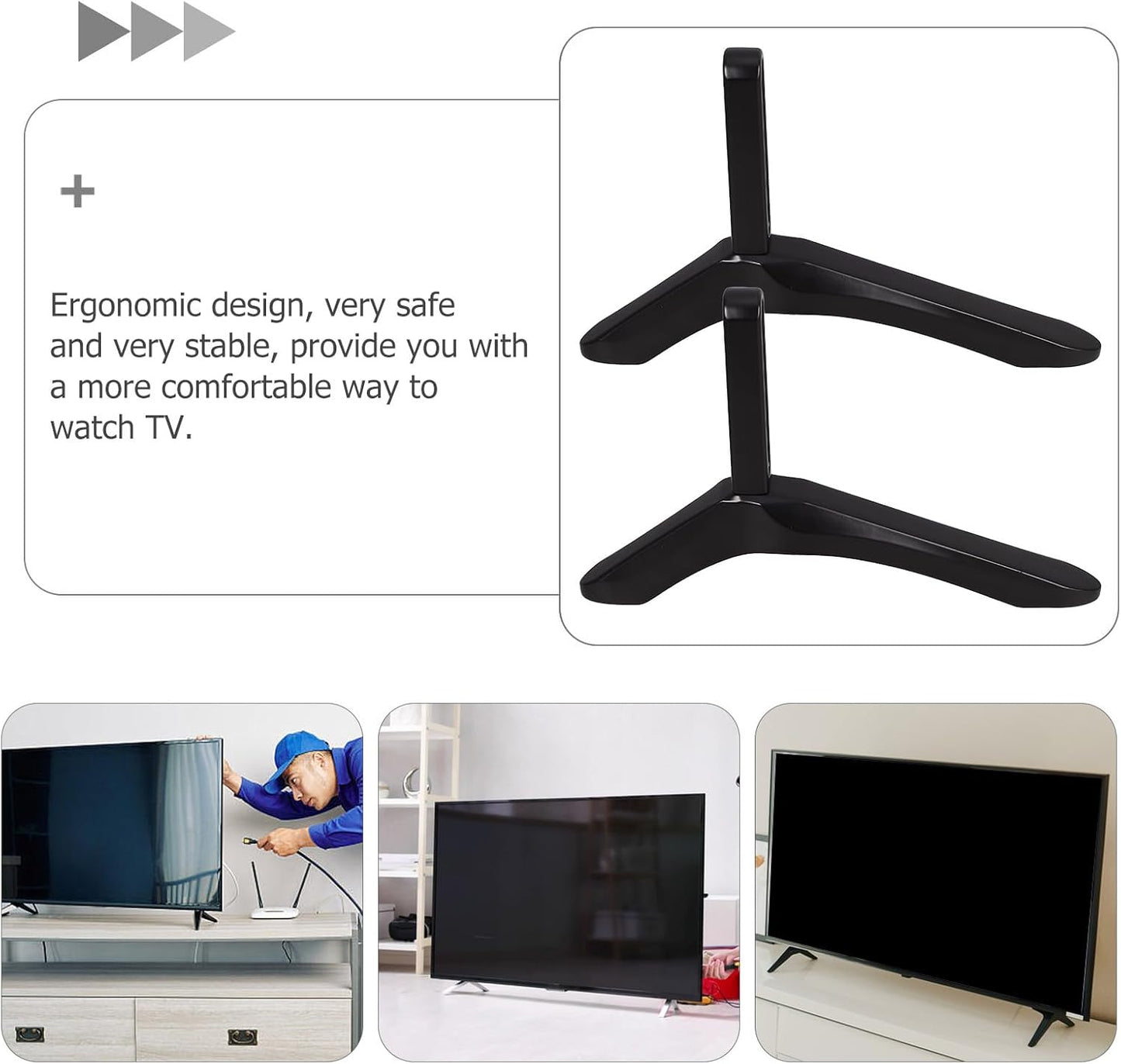 GALPADA Universal TV Stand Base with Screws, Iron Tabletop Support Bracket for Replacement TV Stand Legs, Compatible