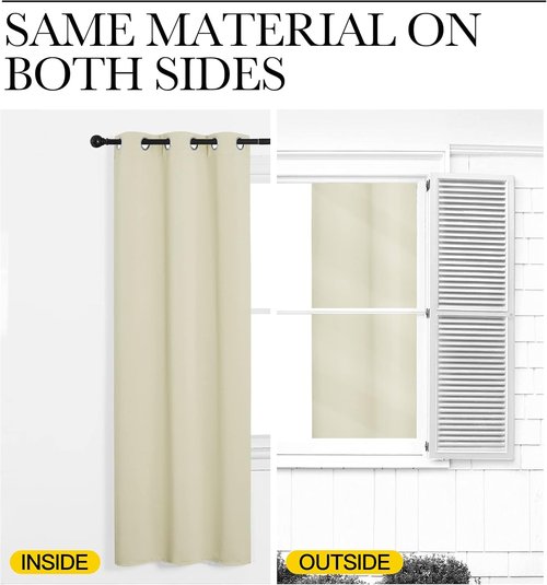 NICETOWN Kitchen Curtains - Thermal Insulated Grommet Draperies | Room Darkening Beige Panels (W42 x L50)