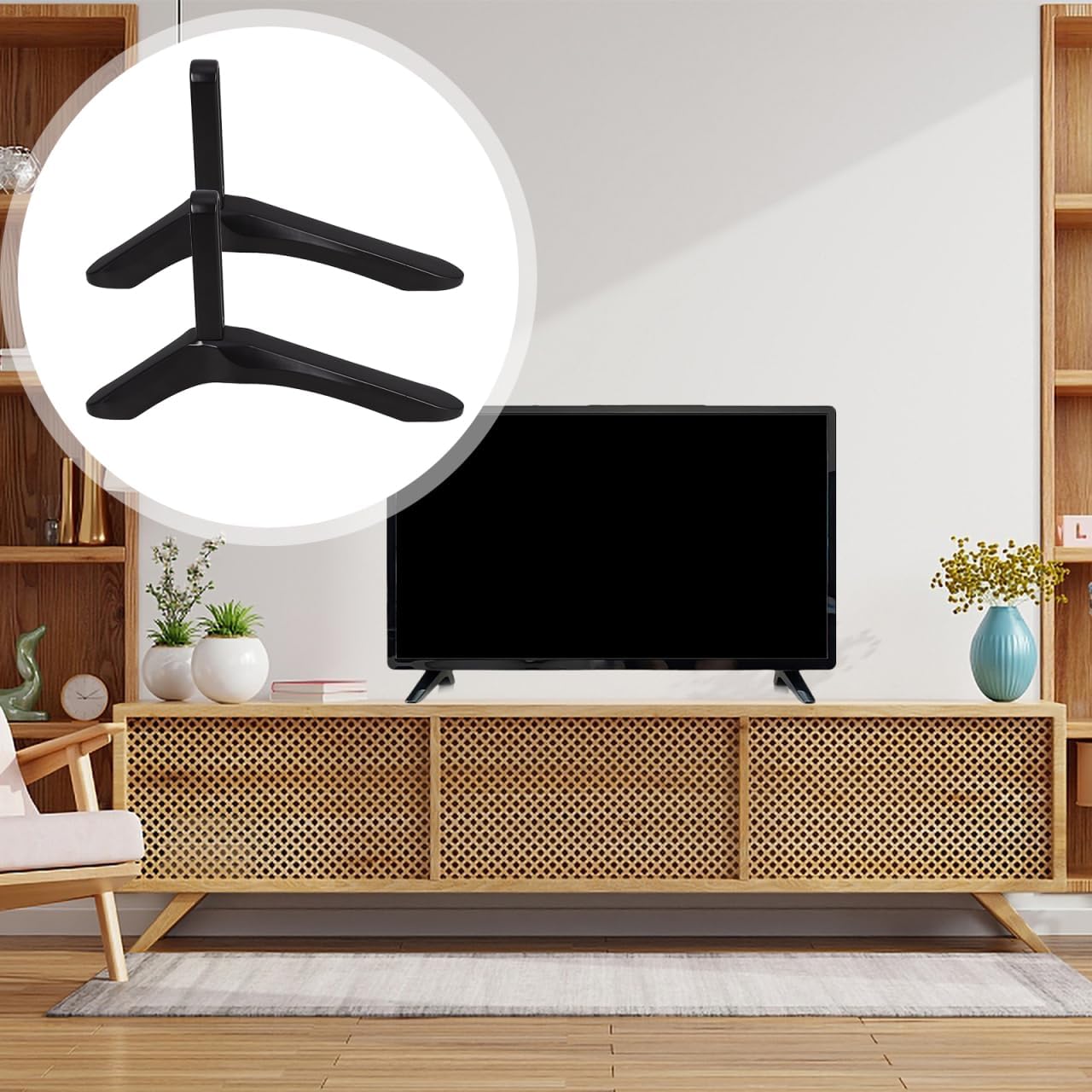 DOITOOL 2 20-55 mm Pcs Universal TV Stand Base Compatible with Samsung TV Legs for Installation Hole Distance