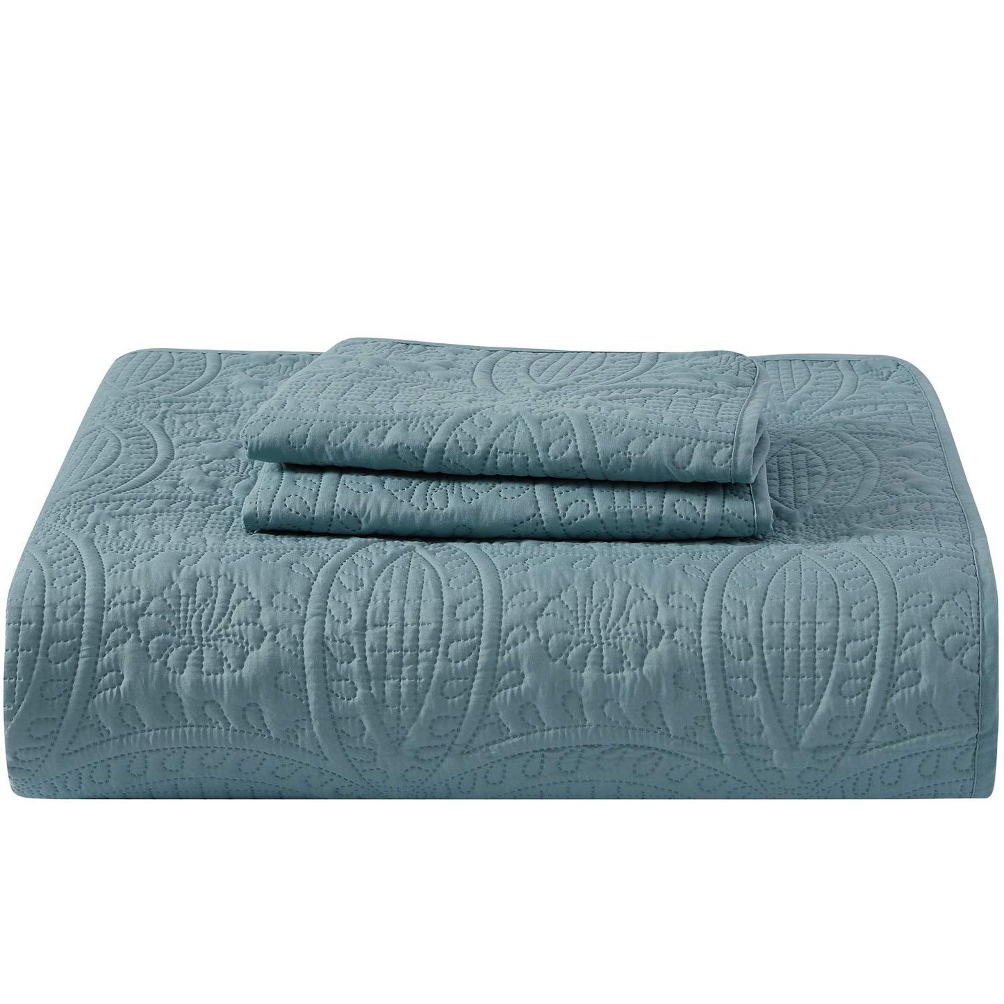 Mellanni King Bedspread Coverlet Set - Bedding Cover with Shams - Ultrasonic Quilting Technology - 3 Piece Oversized Quilt Set - Bedspreads & Coverlets (King, Spa Blue)