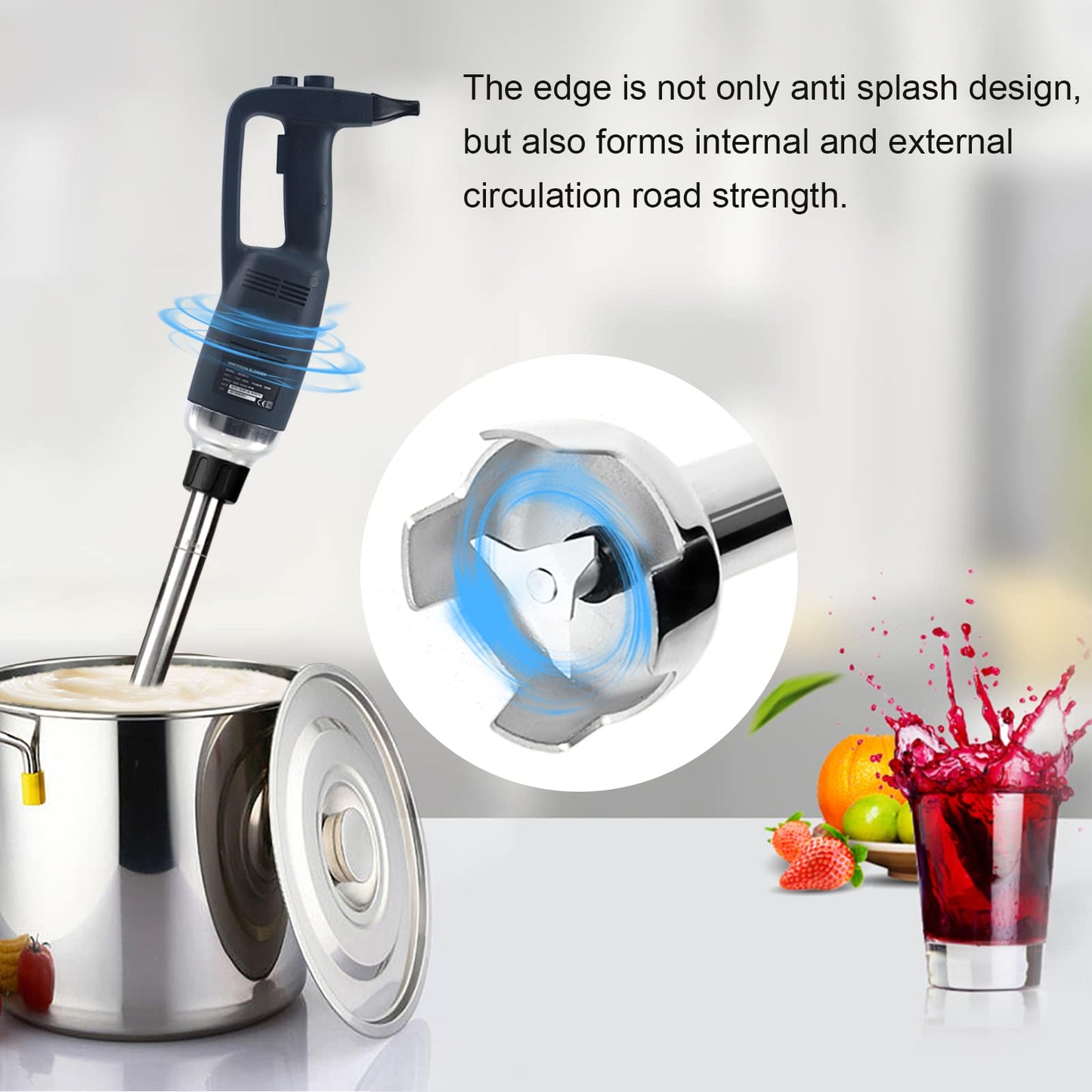 Li Bai 14 in Heavy Duty Big Stix Immersion Blender Handheld Kitchen, Hand Blenders for Kitchen, Commercial Mixer Electric, 500W Removable Shaft 2500rpm to 14000rpm, Emulsifier Blender Handheld