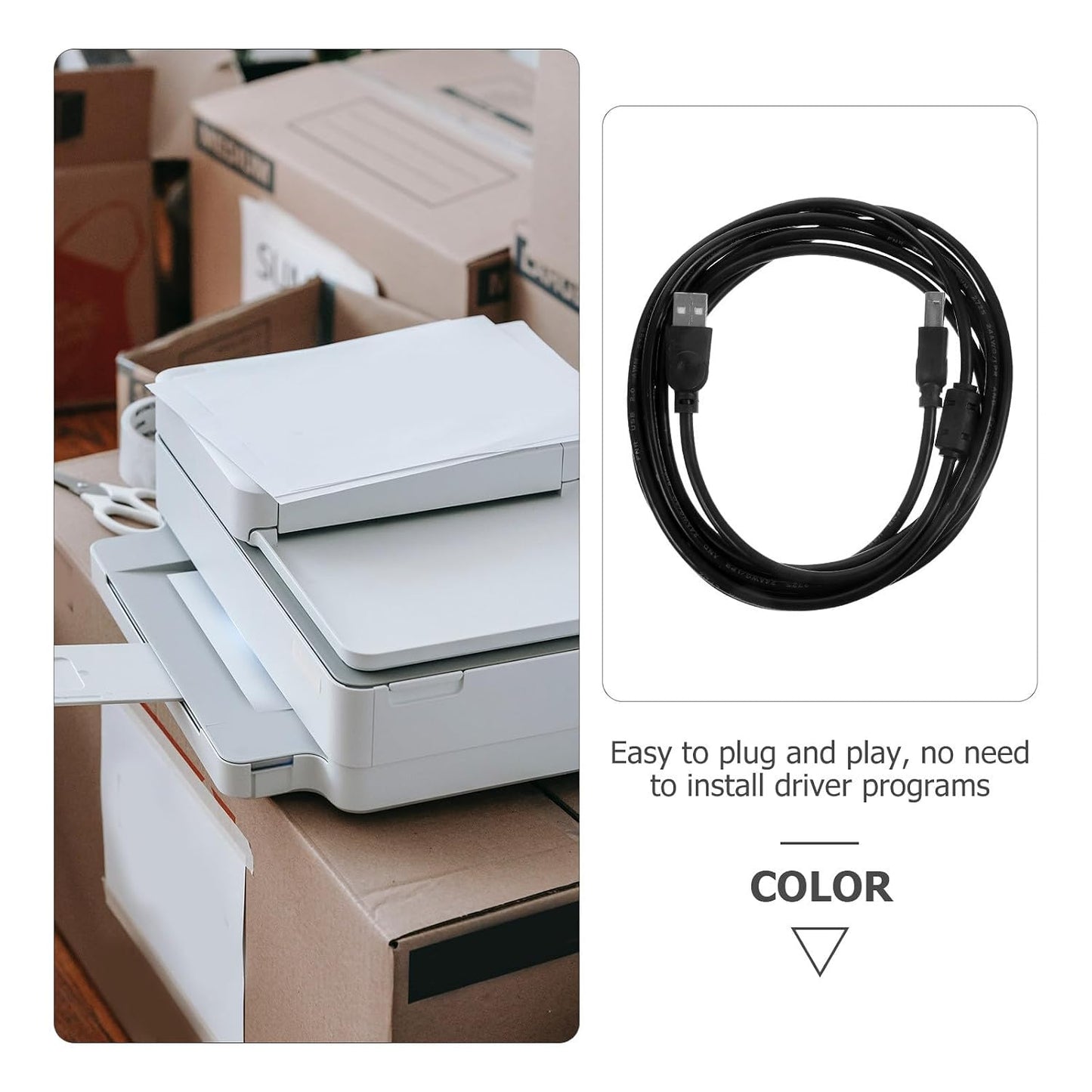 2.0 3 OSALADI USB Printer Cable Meter for Computer Copier Scanner, Black USB Cable for Office Home Printing Machine