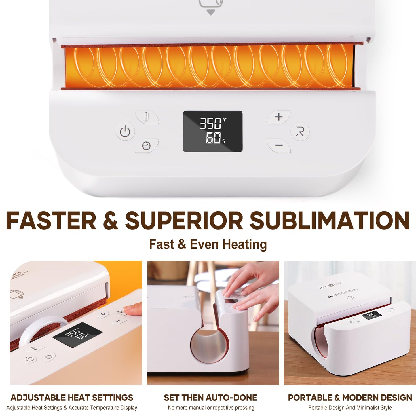 HTVRONT Heat Press Machine Bundle - Auto Heat Press Machione + Mini Heat Press + Mug Heat Press