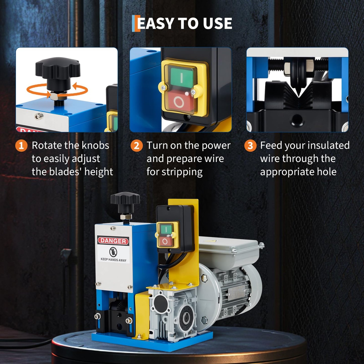 Automatic Wire Stripper Machine, 370w 0.06" - 1.00" Electric Wire Stripping Machine, Cable Stripper for Scrap Copper Wire Cable Recycling, with Transparent Panel