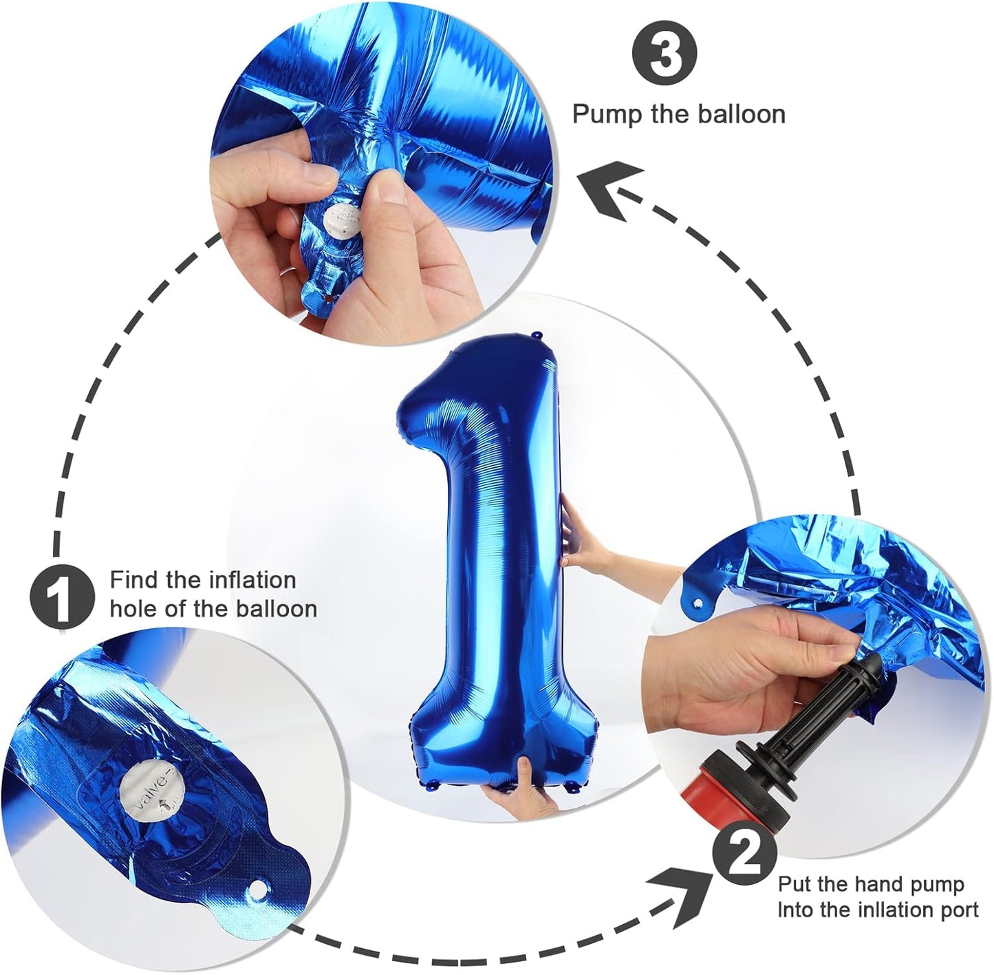 Number Balloons 40 Inch Dark Blue 1 - Big One Balloons for 1st Birthday, Weddings & Celebrations