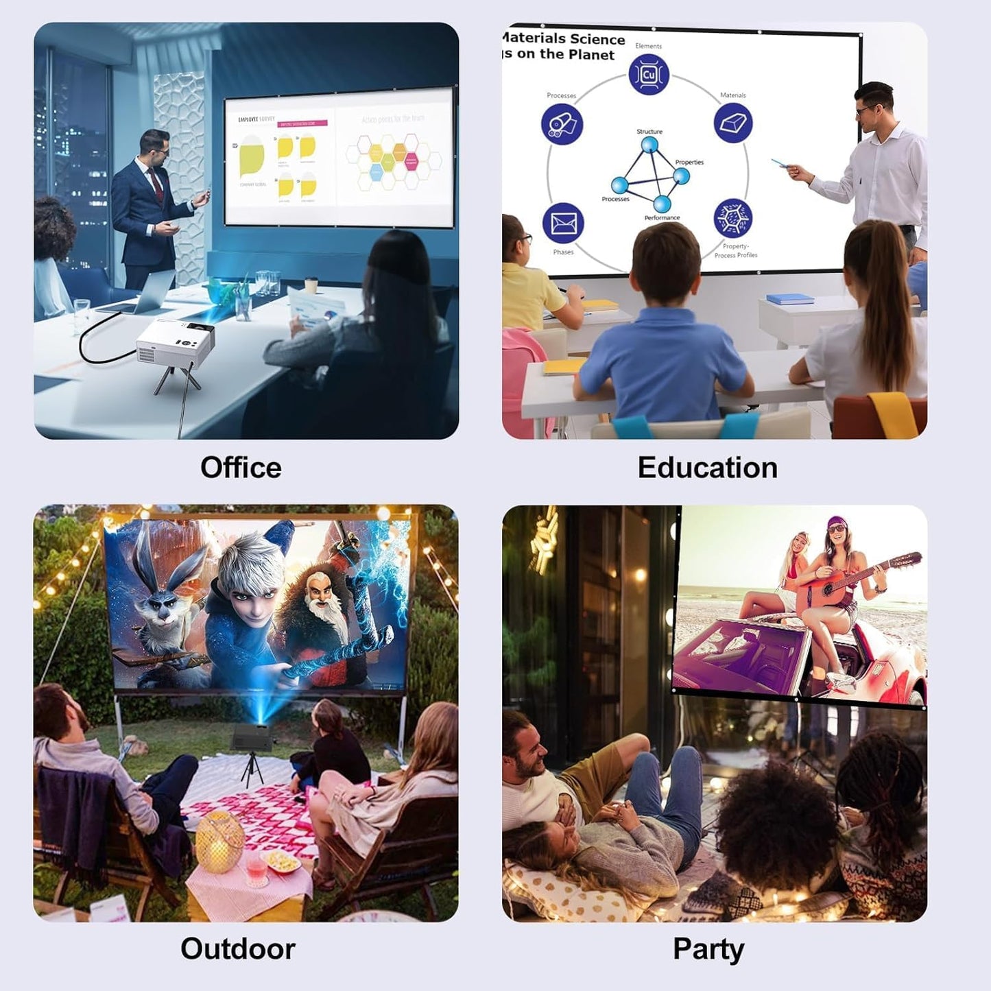 FUDONI 100 inch, 16:9 Projector Screen Double Sided Outdoor Movie Screen Foldable Washable, Portable Projector Screen
