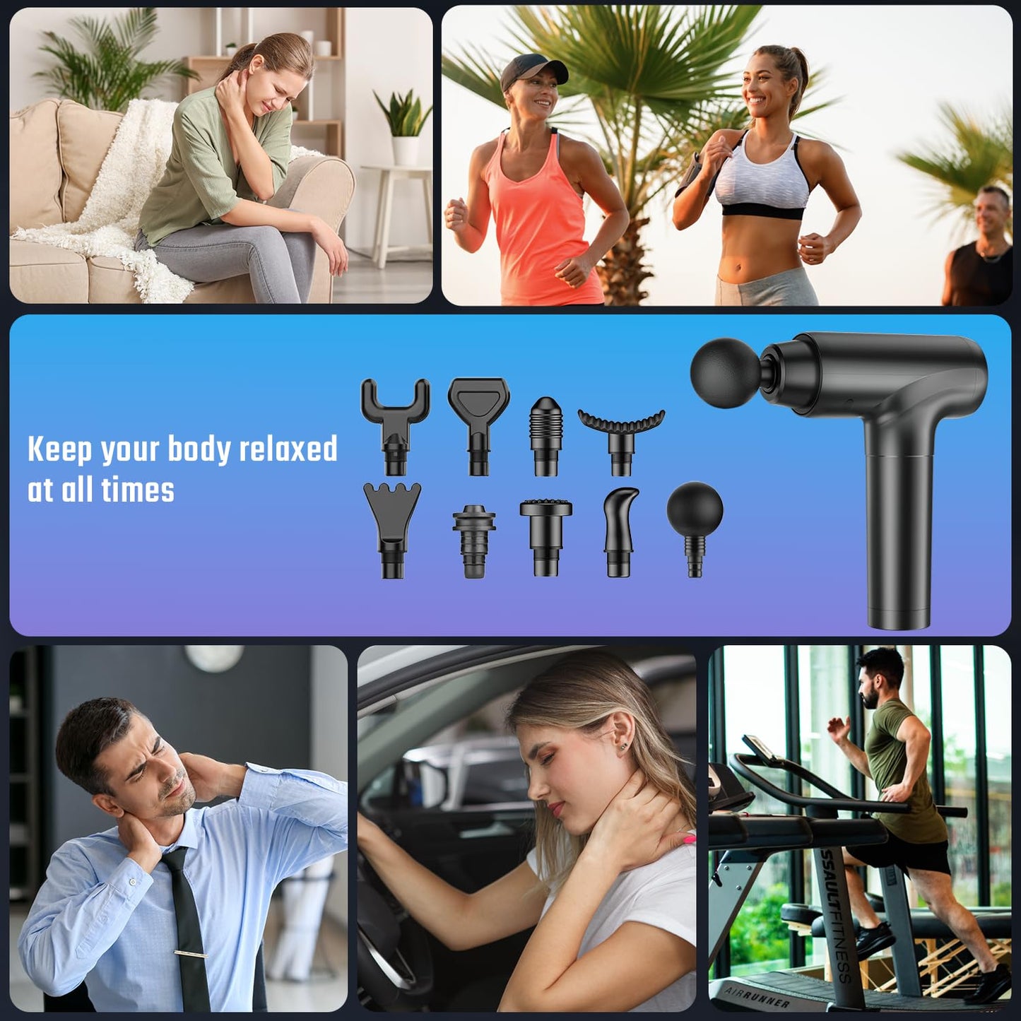 cotsoco Massage Gun with Heat Head, Muscle Massage Gun Deep Tissue Back Massager for Pain Relief, 20 Speeds Handheld Electric Massager Tool with Silent Brushless Motor, Gym Office Home Travel Use