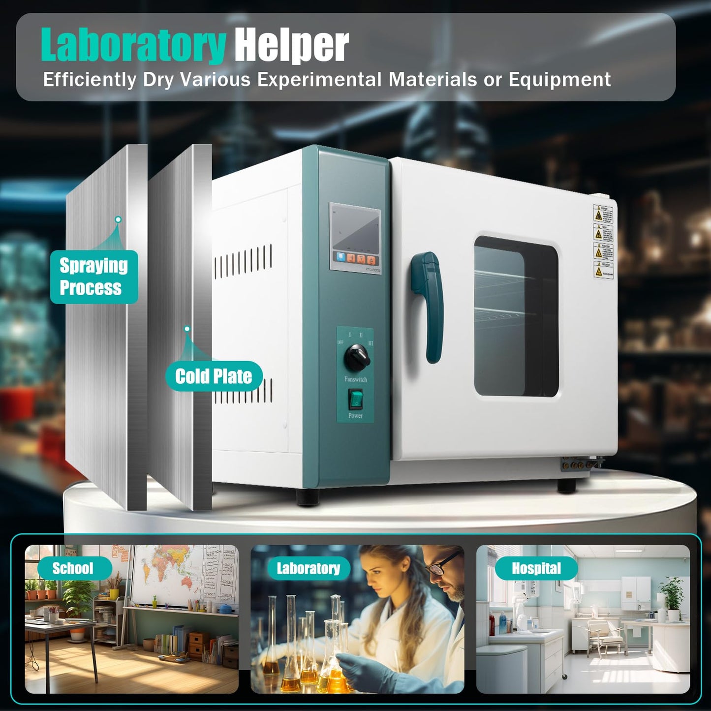 110V 1000W Lab Forced Air Convection Drying Oven, 45L Horizontal Electric Blast Drying Oven with Intelligent Temperature Controller, Digital Thermostatic Electric Incubator Box for Drying
