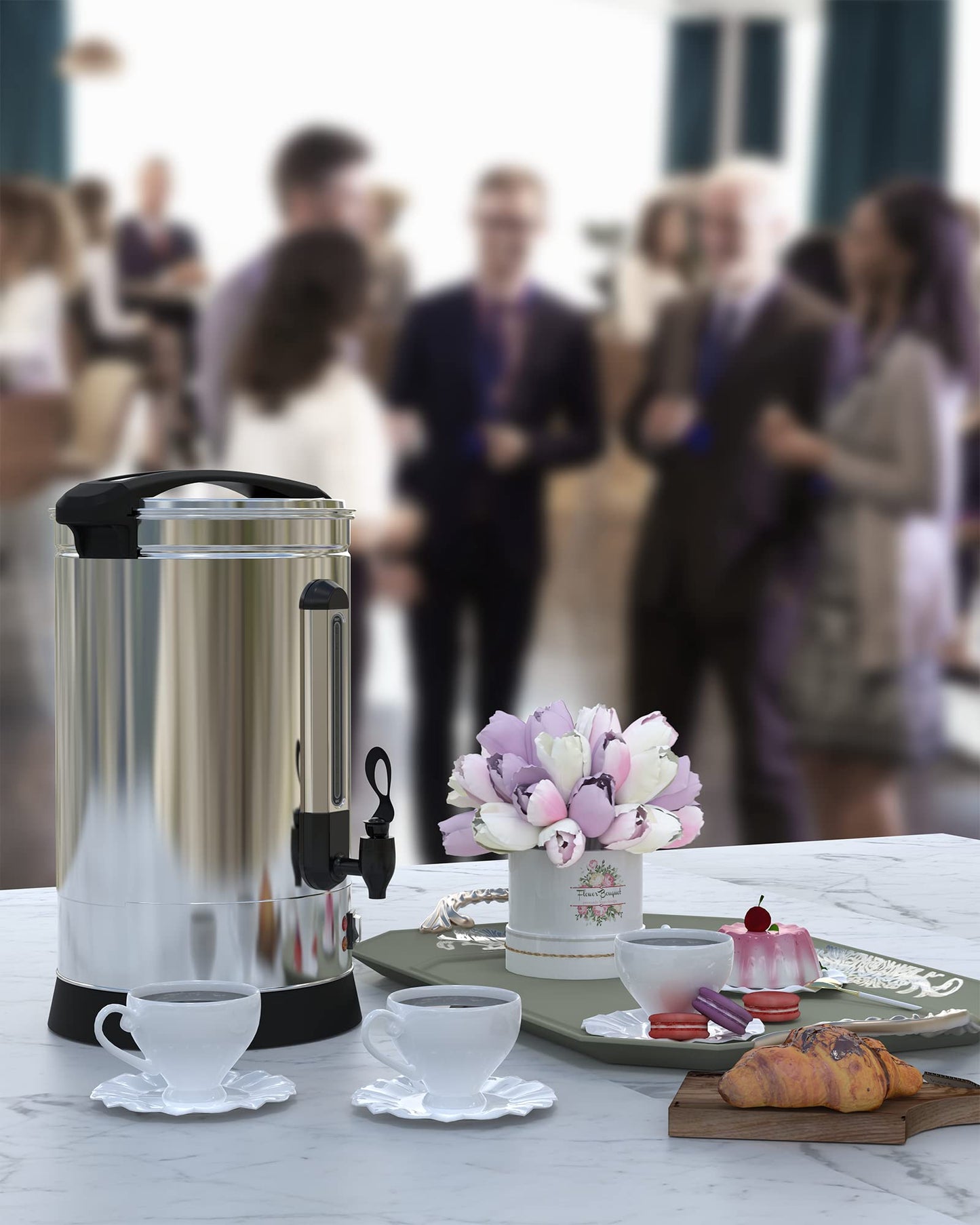 Garvee Coffee Urn 120 Cups, Stainless Steer Thermos for Hot Beverage, Hot Coffee Urn, Commercial Grade Hot Coffee Dispenser with Coffee Percolator, Silver