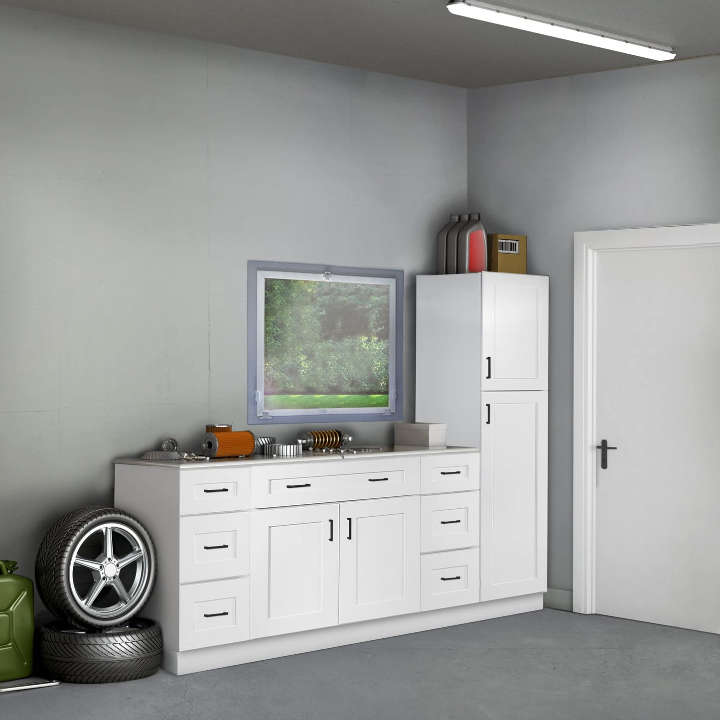 Design House Brookings Shaker Unassembled Sink Base Kitchen Cabinet SB36, 36 W x 24 D x 34.5 H, Painted White, Solid Wood, Design House, 561498