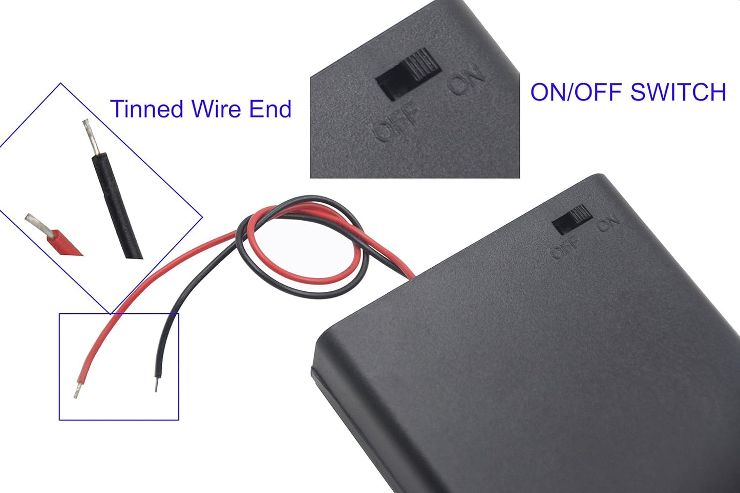 LampVPath (Pack 4 3AA 4.5V 3X 1.5V of Battery Holder with Switch, AA Battery Holder with Leads and Switch
