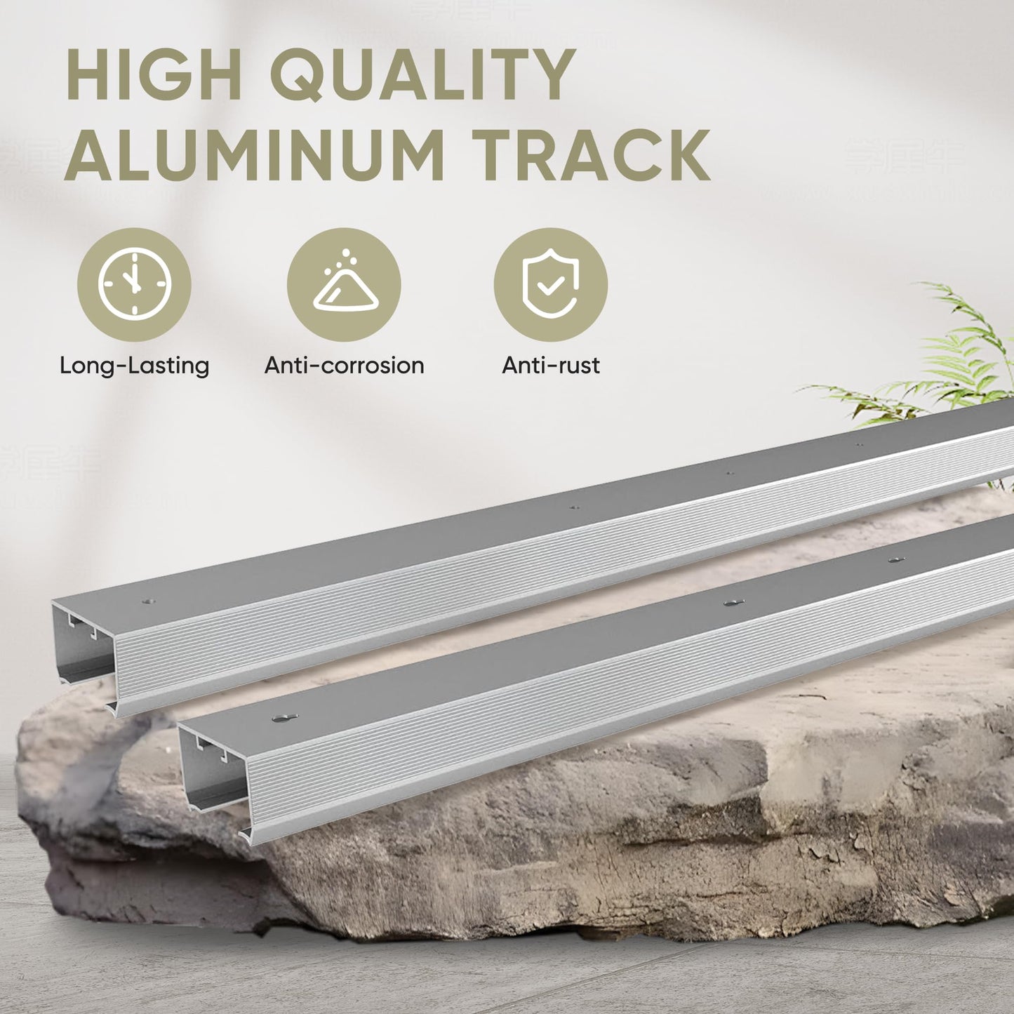 BarnBase 10FT Double Pocket Door Track Kit, 2 Sets of 56.7" Spliced Rail, Suitable for Double Door Width 48"-60"(Single Panel 24"-30"), Slide Quietly and Smoothly, Easy to Install