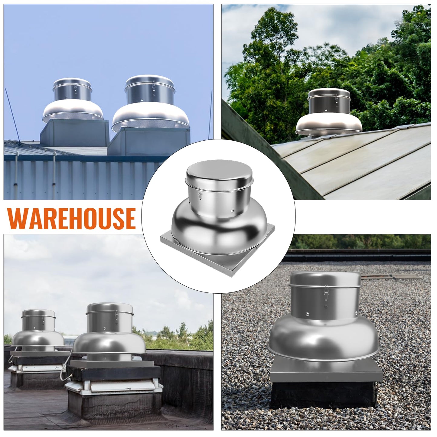 ExploreHorizon 2400CFM Upblast Roof Exhaust Fan, High-Speed Direct Drive, Upgraded Motor, 25" Fan Base for Restaurants, Factories, and Warehouses, Silent Operation & Weather-Resistant Design
