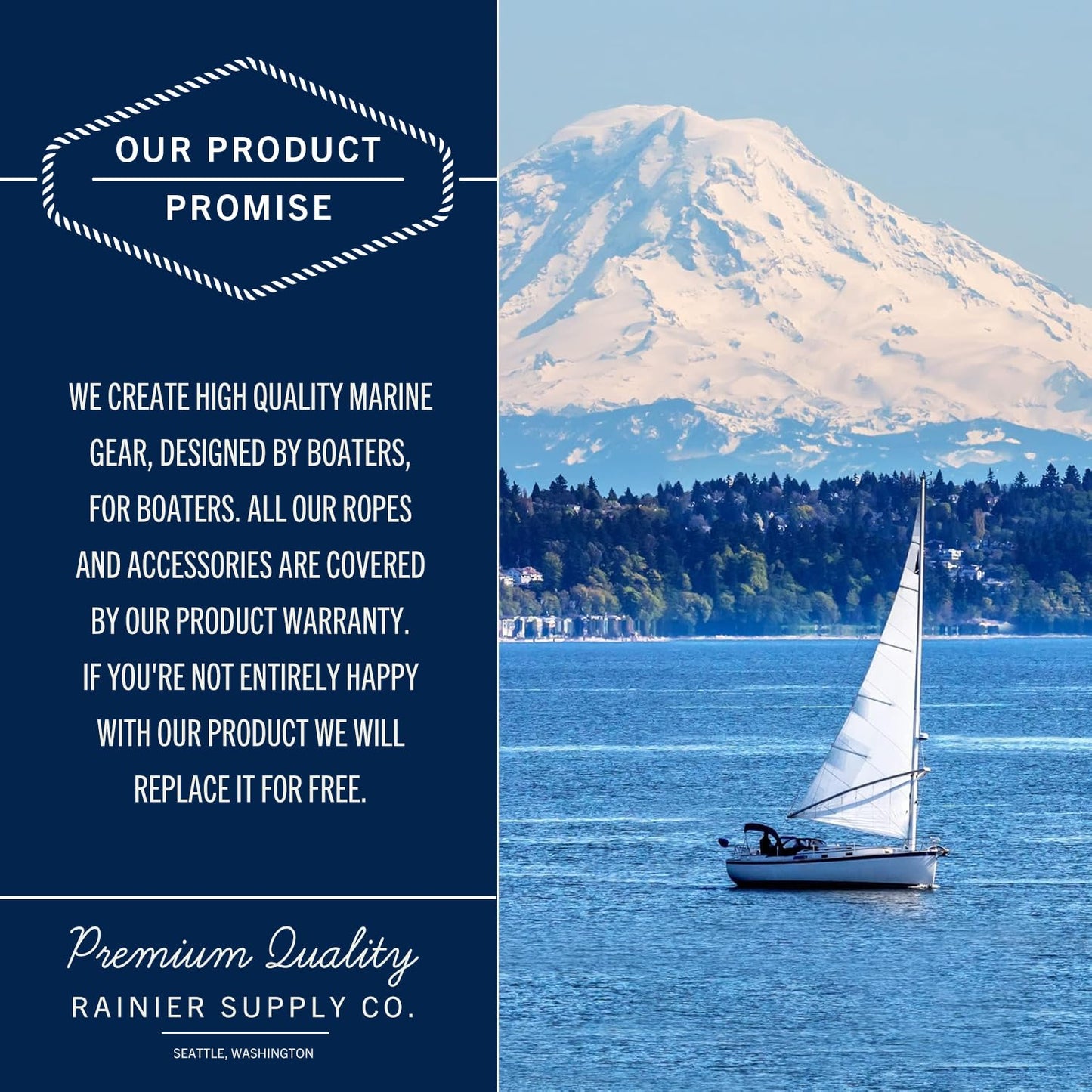 RainierSupplyCo Dock Lines - Boat Rope for Docking with Loop - 30 ft x 3/4 Inch Premium Double Braided Nylon Marine Rope - Mooring Line with 18" Eyelet - Boat Accessories - White Gold