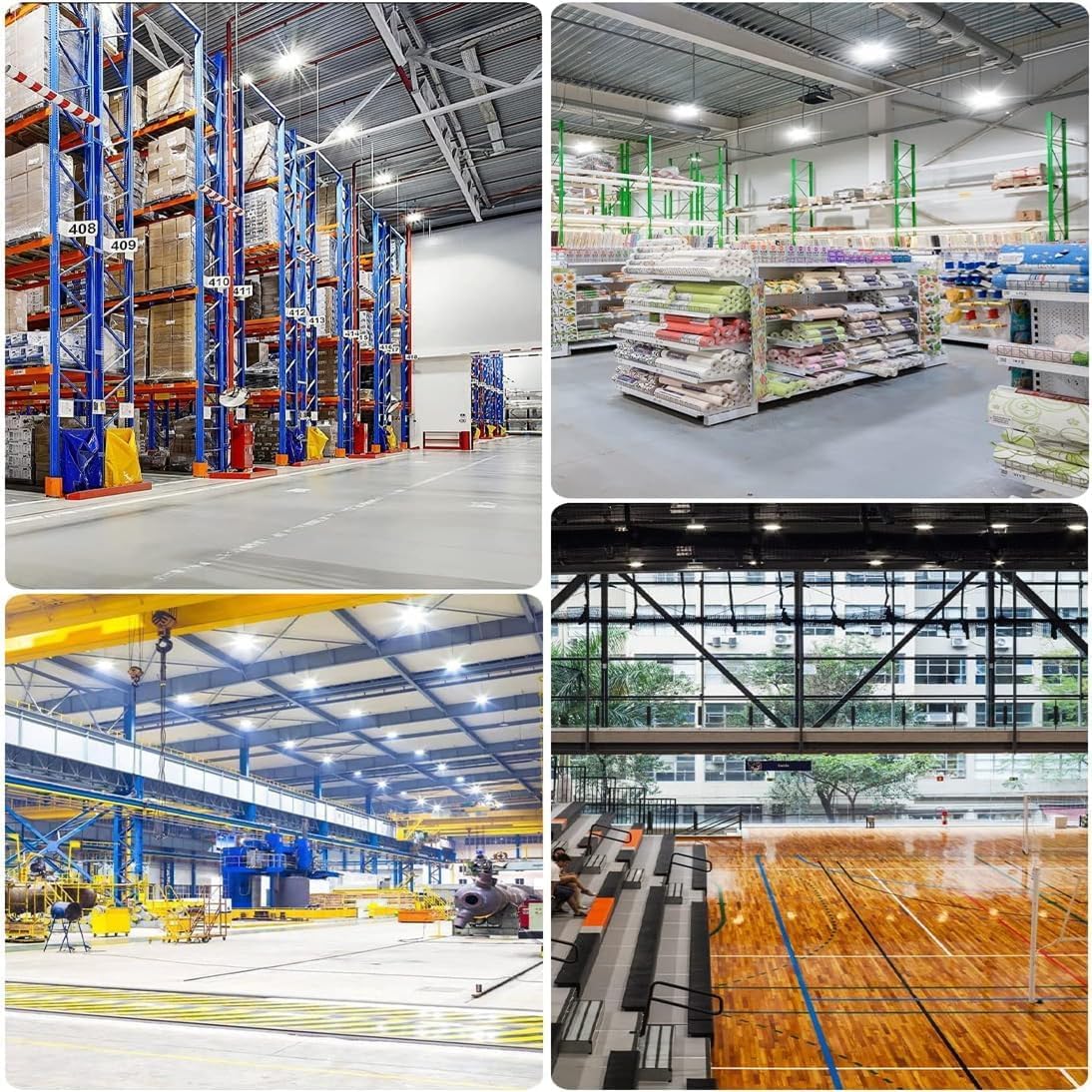 XYCN 10 Pack 250W UFO Led High Bay Light,120VAC,5000K Daylight Commercial Bay Lighting,IP66 Waterproof,41050LM,1150W MH/HPS with Plug Area Light for Warehouse/Shop/Workshop/Barn/Gym/Factory