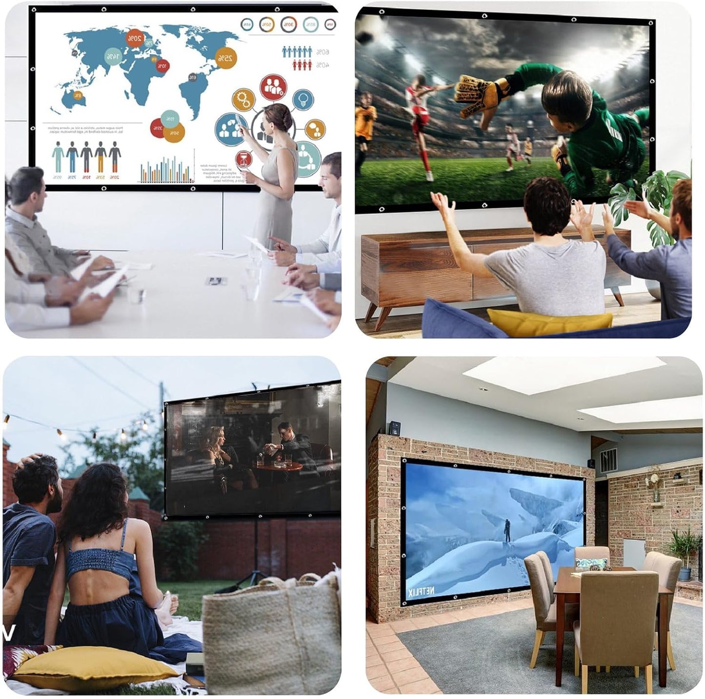 BooLooT 120 Inch 16:9 (120 inches) Projector Screen Portable Movies Screens Foldable Wrinkle-Resistant Fabric with Dual