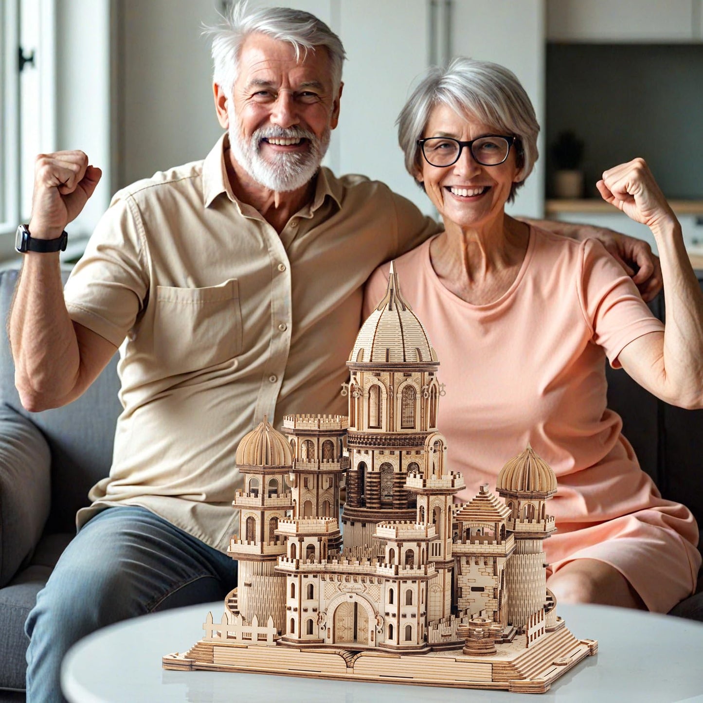 RUIFAM 3D Wooden Puzzles DIY Mechanical Wooden Wide Model Kit 1000 Pcs 3D Puzzles for Adults Teens 14+Years Puzzle Enthusiasts Box Clockwork Enchanted Castle