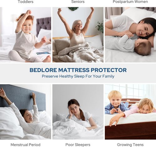 BEDLORE Waterproof Mattress Protector - Cal King Size with Deep Pocket 6"-18" Depth | Soft Dirt-Proof Cover in Sky Blue