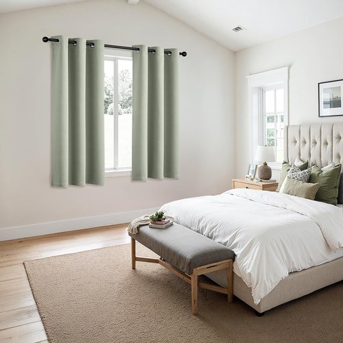 MIULEE Sage Green Blackout Curtains - Thermal Insulated Room Darkening Drapes | 64-Inch Length, 2 Panels