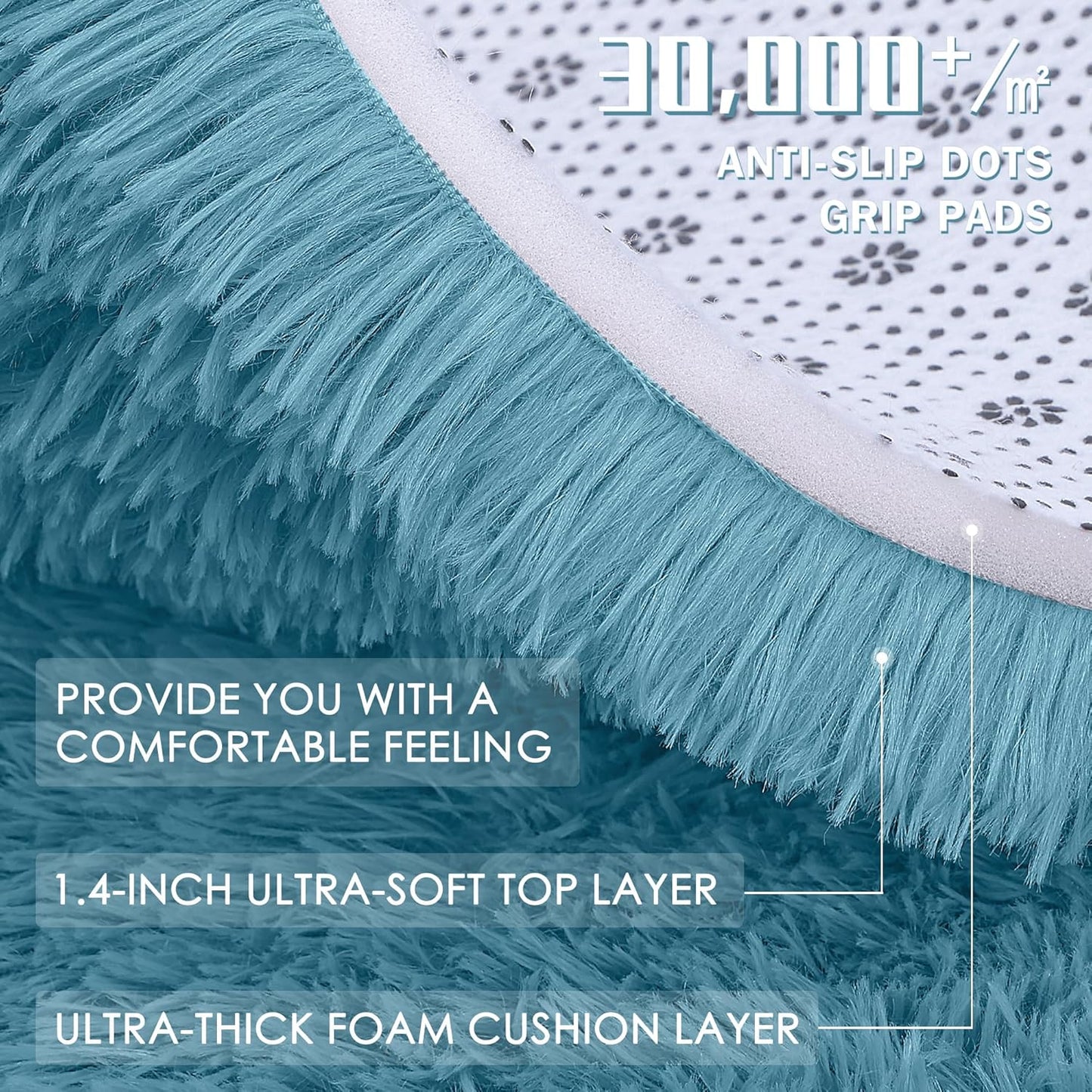 OLANLY Large Area Rug - Soft Fluffy Shaggy Indoor Carpet for Living Room & Bedroom | Slate Blue, Machine Washable