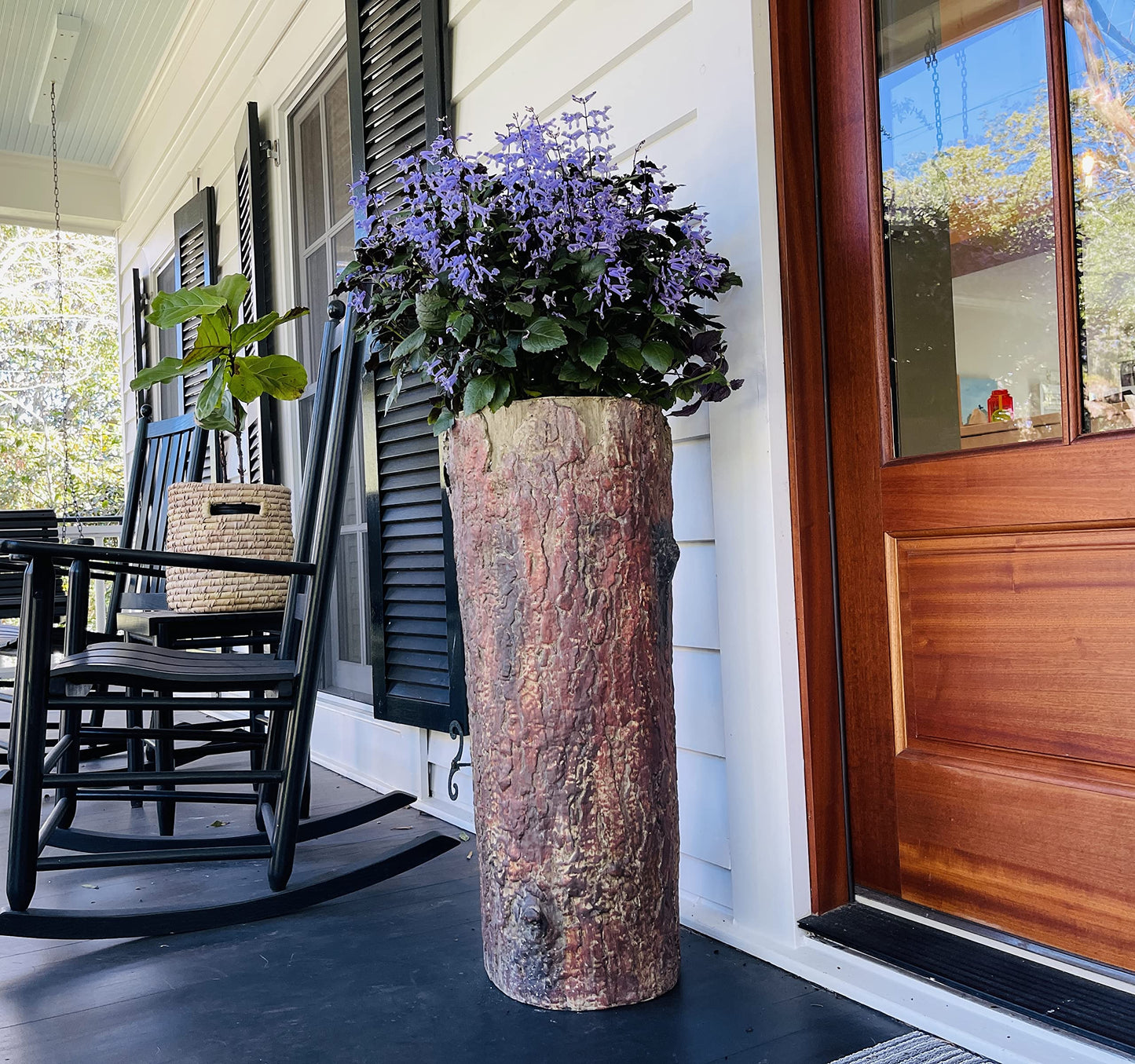 Bushy Box π³ Large Hollow Log Planter. Outdoor Garden, Yard & Porch Pot. Tall Tree Stump Well Pump Cover. Weatherproof, Rustic, Natural Looking Deck & Patio Decor. Better Than a Fake Rock.