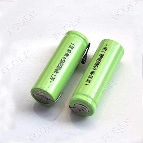 FCQLR 10PCS 1.2V 4/5AA 1500mah 4/5 14430 Compatible for Rechargeable Battery AA nimh ni-mh Cell with Soldering tabs