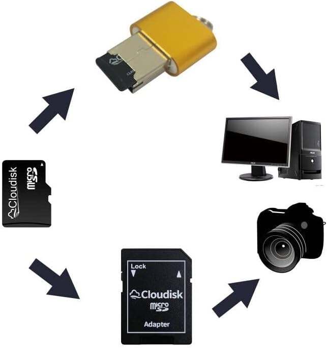 Cloudisk Pack 10 2GB C6 (2GB) of Micro SD Card Flash Memory Card with SD Adapter, Card Reader