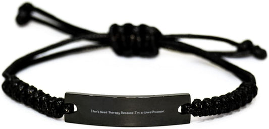 Generic Funny Word Processor Gifts, I Don't Need Therapy Because I'm a Word Processor, Funny Birthday Black Rope