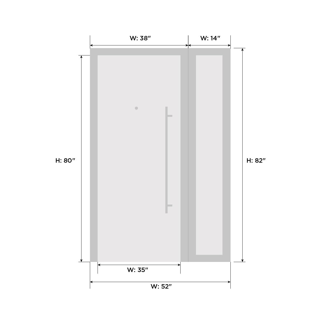 VDOMDOORS Front Exterior Prehung Steel Door/Ballucio 6044 Gray Graphite/Side and Top Exterior Window/Stainless Inserts Single Modern Painted-W36+12" x H80+16"-Right-Hand Inswing