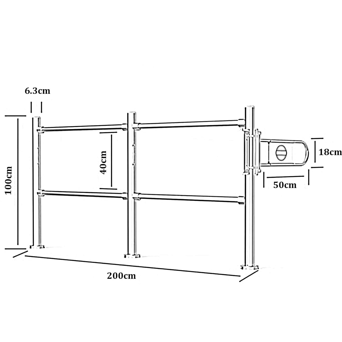 POLGDW Automatic Closing Metal Safety Gate - One-Way Swing Gate for Supermarket Cashier Counter, Warehouse & Mall - Black, 100x100cm x 6.3cm - Secure Entrance Solution