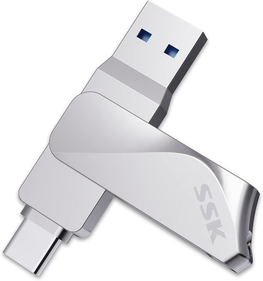 SSK 128GB 200MB/s 2 1 3.2 1+ USB C Flash Drive up to Dual Drive in OTG USB A Gen Type C Memory Stick Thumb Drive