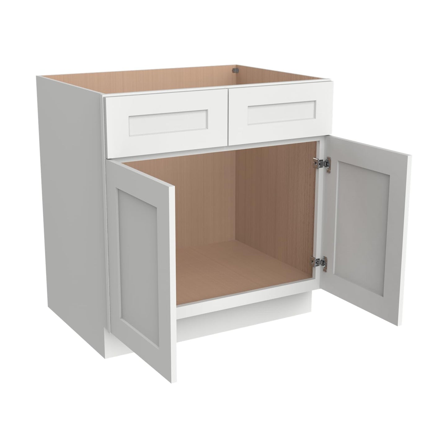 HCIOAN Solid Wood Frame Shaker Style RTA Sink Base Cabinet - 2 Doors, 1 False Drawer for Kitchen, Bathroom Vanity, Office, Washroom (SK-Origami White, 42" W x 24" D x 34.5" H)