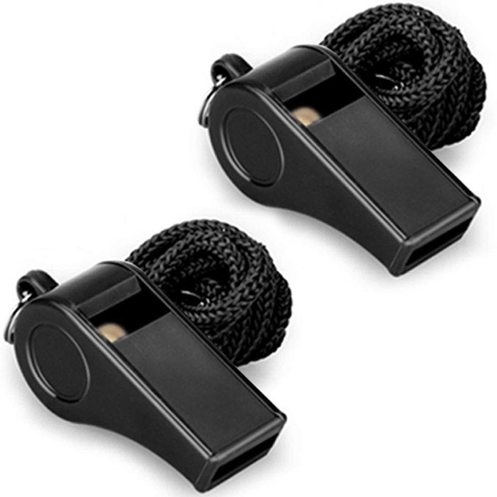 Hipat Whistle, 2 Packs Plastic Sports Whistles with Lanyard, Loud Crisp Sound Whistle Ideal for Coaches, Referees, and Officials (color)