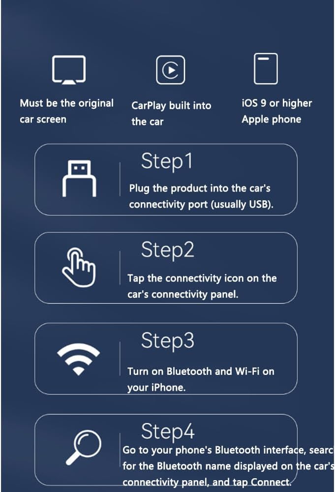 MZYLW 2018 2019 2020 2021 2022 2023 2024 2-in-1 Car Wireless CarPlay Adapter for Subaru Crosstrek Support Apple CarPlay