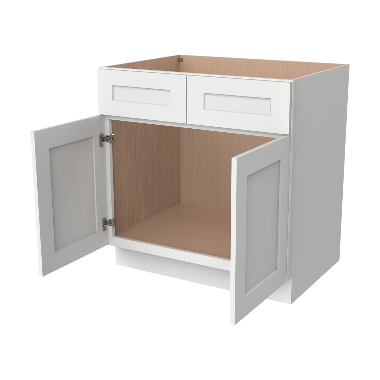 HCIOAN Solid Wood Frame Shaker Style RTA Sink Base Cabinet - 2 Doors, 1 False Drawer for Kitchen, Bathroom Vanity, Office Washroom (SK-Origami White, 27" W x 24" D x 34.5" H)