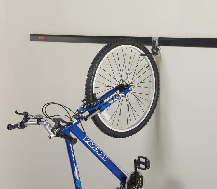 Rubbermaid FastTrack Vertical Bike Hook - Heavy-Duty Wall Mount Storage, Holds Up to 50 Pounds, Black