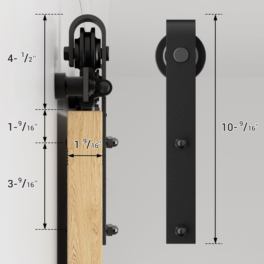 CCJH Barn Door Hardware Kit 4FT Sliding Track Heavy Duty for Single Max 24'' Wide Door Panel