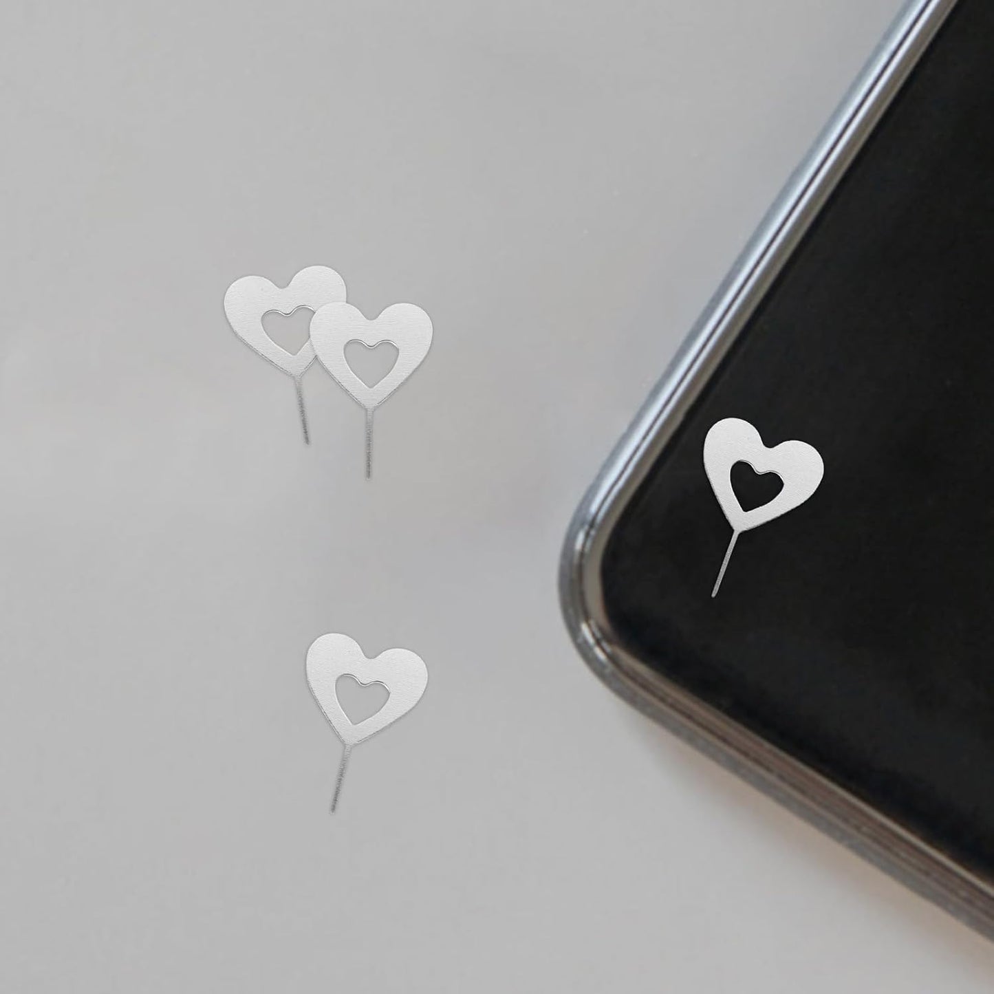 100pcs Set Reset KALLORY Sim Card Ejector Tool with Heart-Shaped Pins Mobile Phone Sim Tray Removal Needles