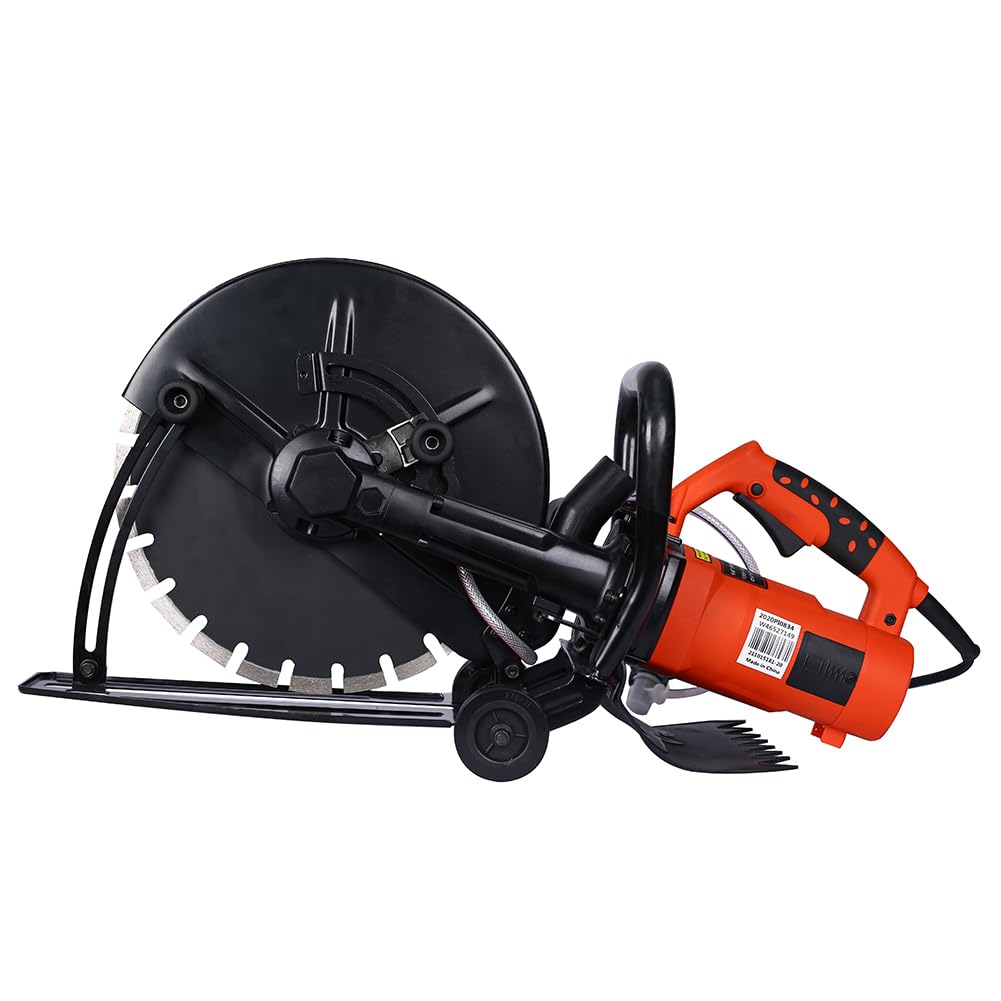 14 Inch Electric Cutter Portable Circular Concrete Saw Blade Cut Off Saw Power Angle Cutter Wet/Dry Concrete Saw Cutter Guide Roller with Water Line Attachment For Granite Porcelain Wood Stone