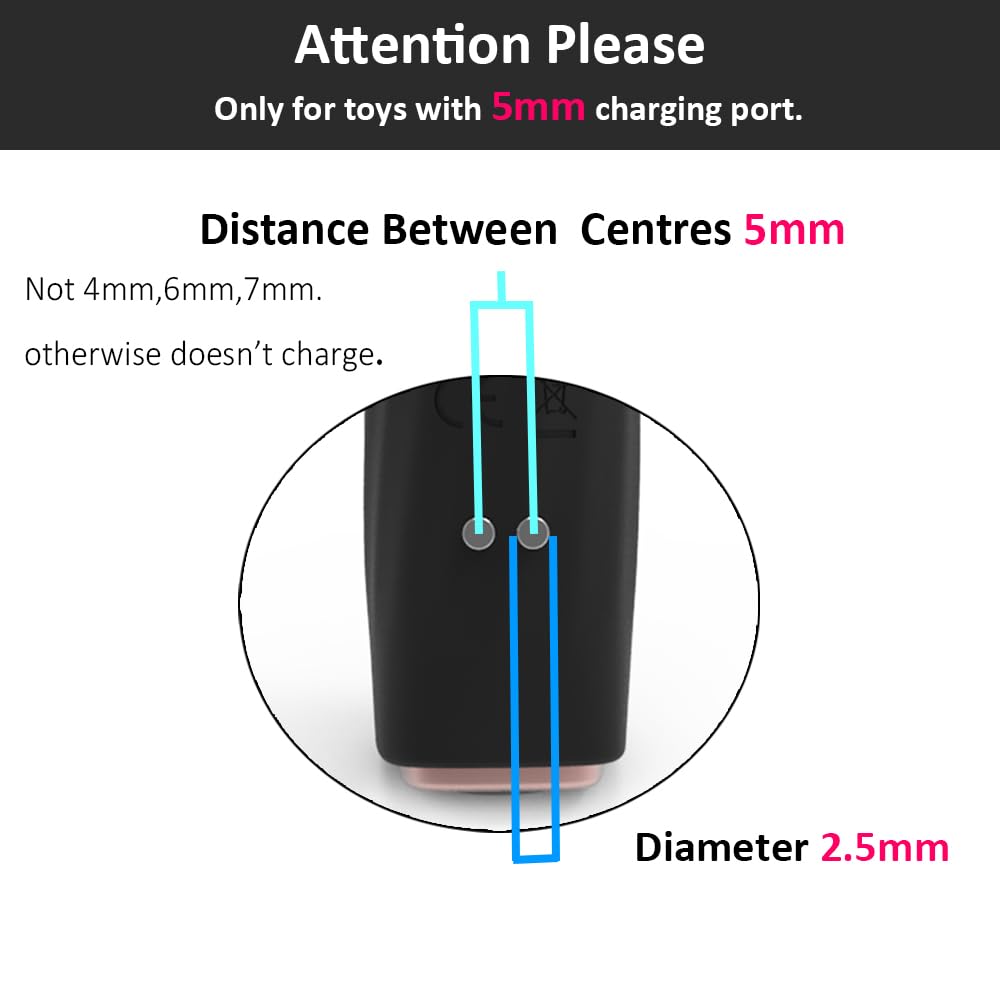 Vebaisa 5mm 2.7ft Cleanser-2 Magnetic USB DC Charger Cable, Replacement Charging Cord for Rechargeable Toys, Electric