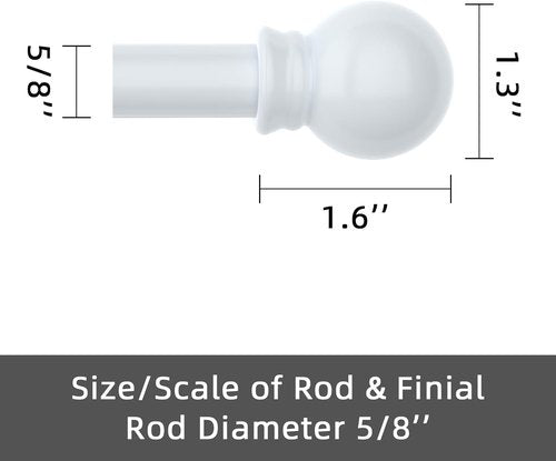 GXOACKJ Heavy-Duty Decorative Curtain Rods - 32-48 Inch, 5/8 Inch White Metal Set with Brackets